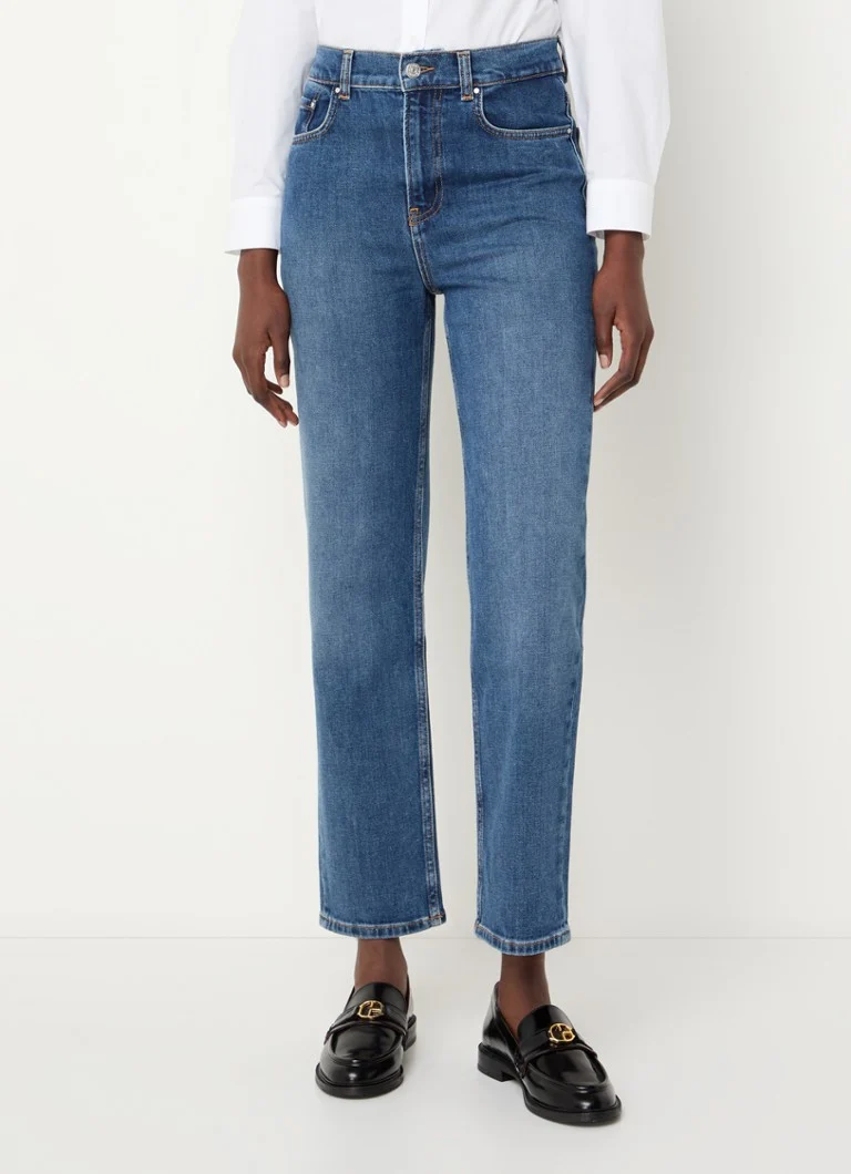 Pantaloni scurți din denim conici cu talie înaltă Claudie Pierlot Toto, spălare medie