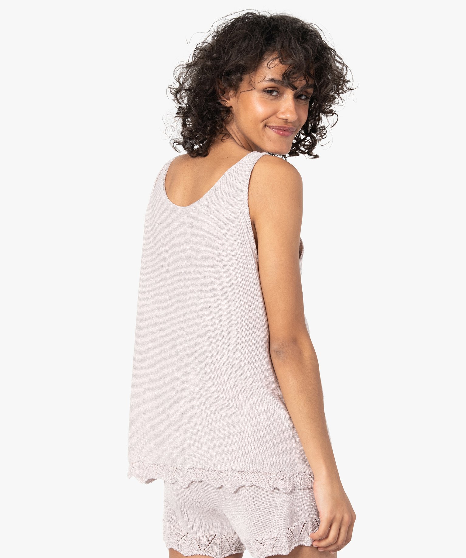 Débardeur femme pailleté en maille 3D innovante rose | GEMO