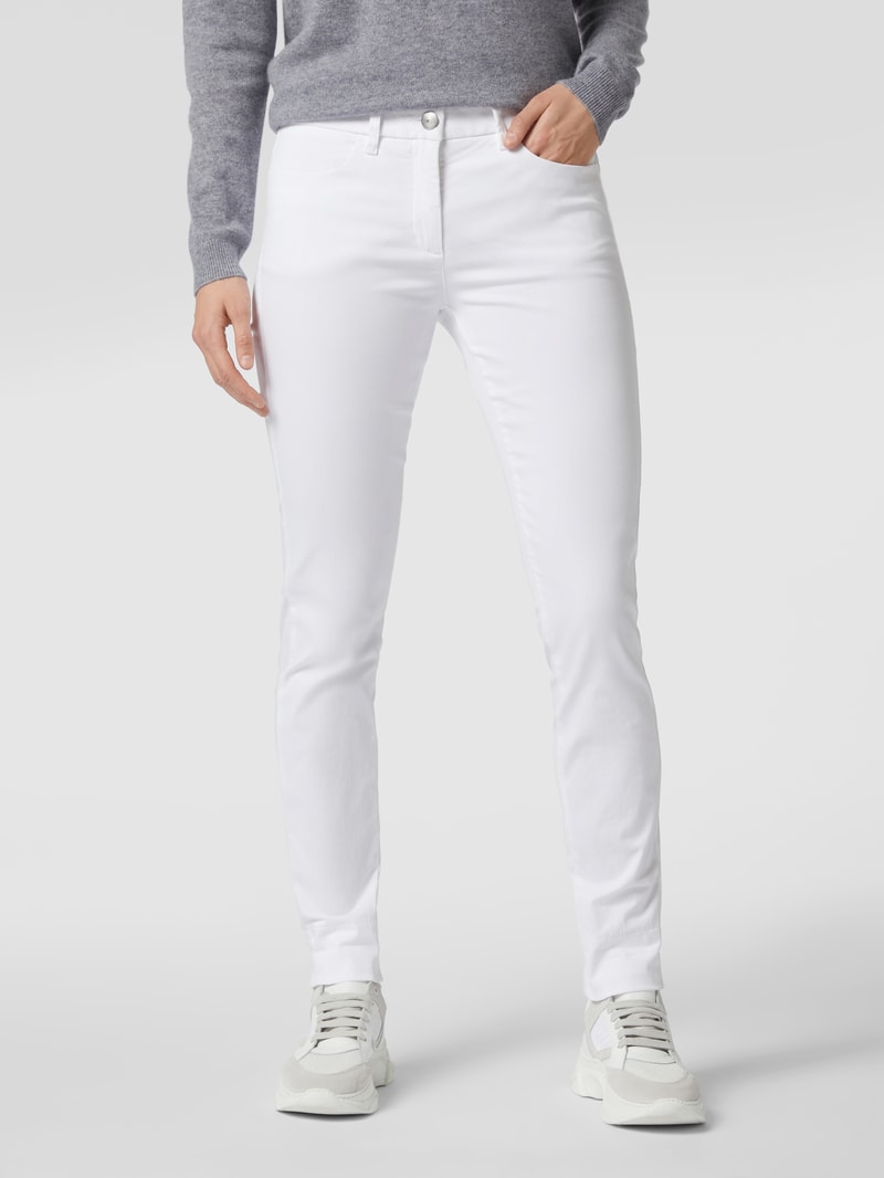 Skinny Fit Jeans mit Umschlag in weiß
