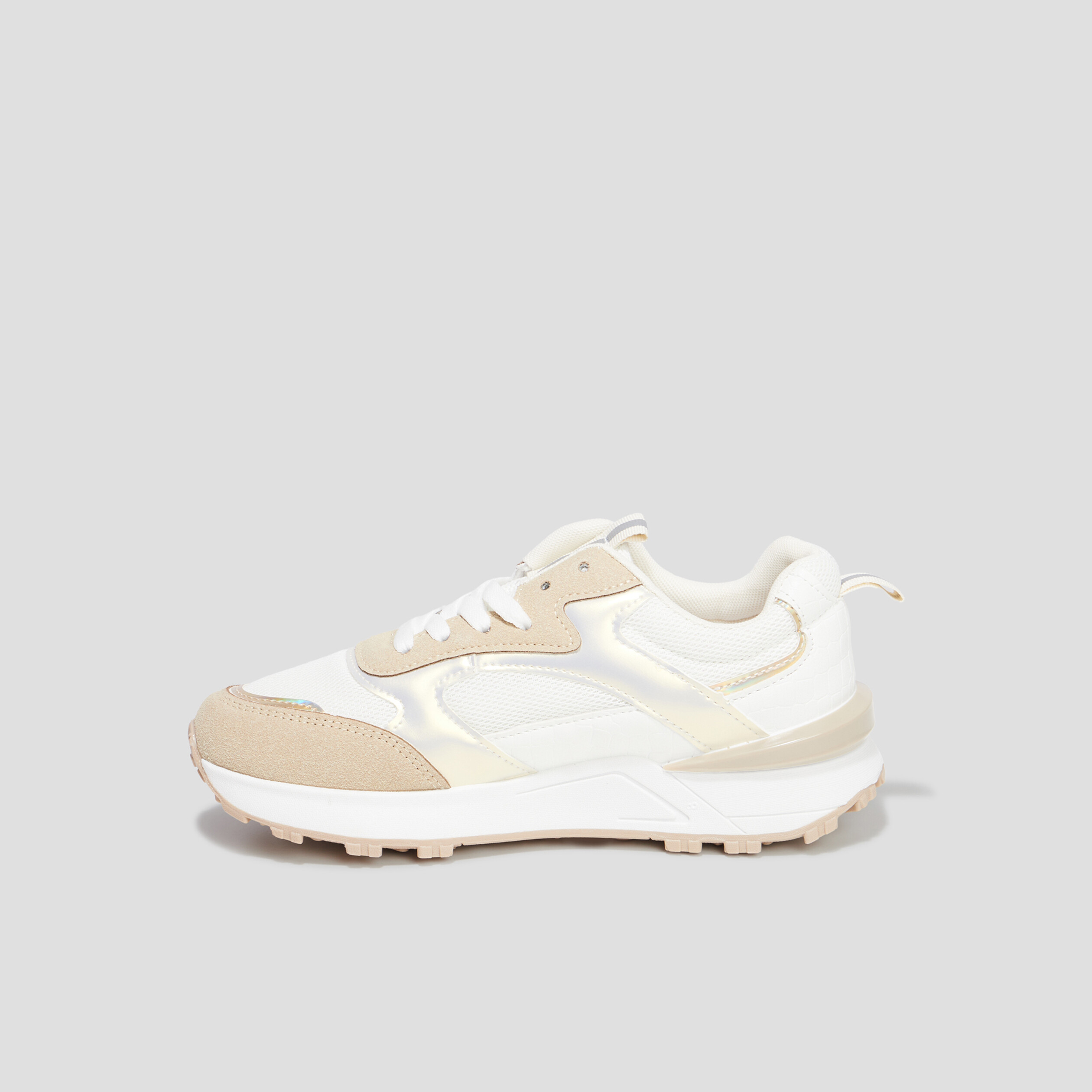 Baskets running bi-matière Creeks blanc femme | La Halle