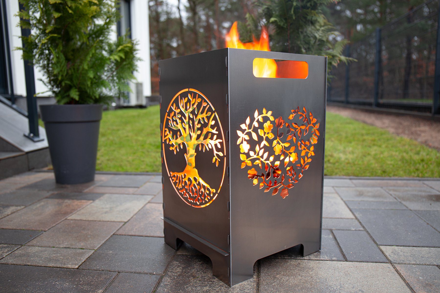 tuning-art Feuerkorb FK01-H45 Feuertonne Feuerschale Rostpatina Massiv Stabiler Stand