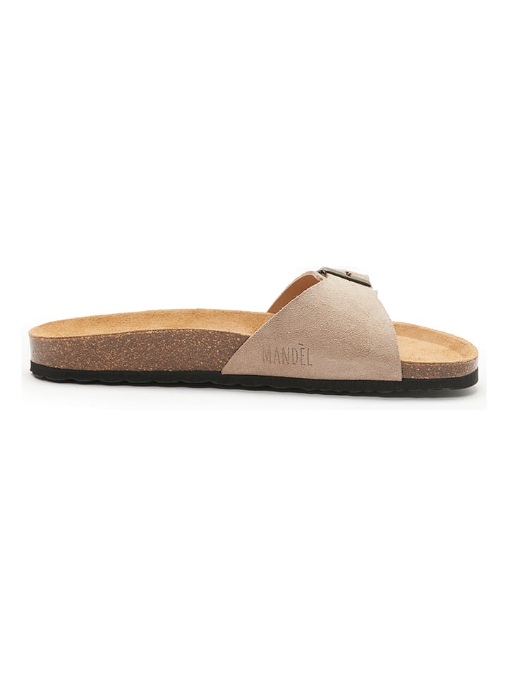 Mandel Leder-Pantoletten in Taupe günstig kaufen