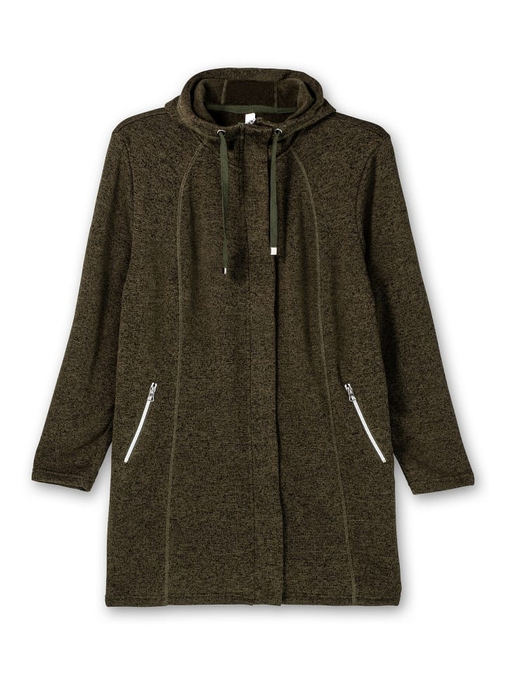 sheego Fleecejacke in dunkeloliv meliert günstig kaufen