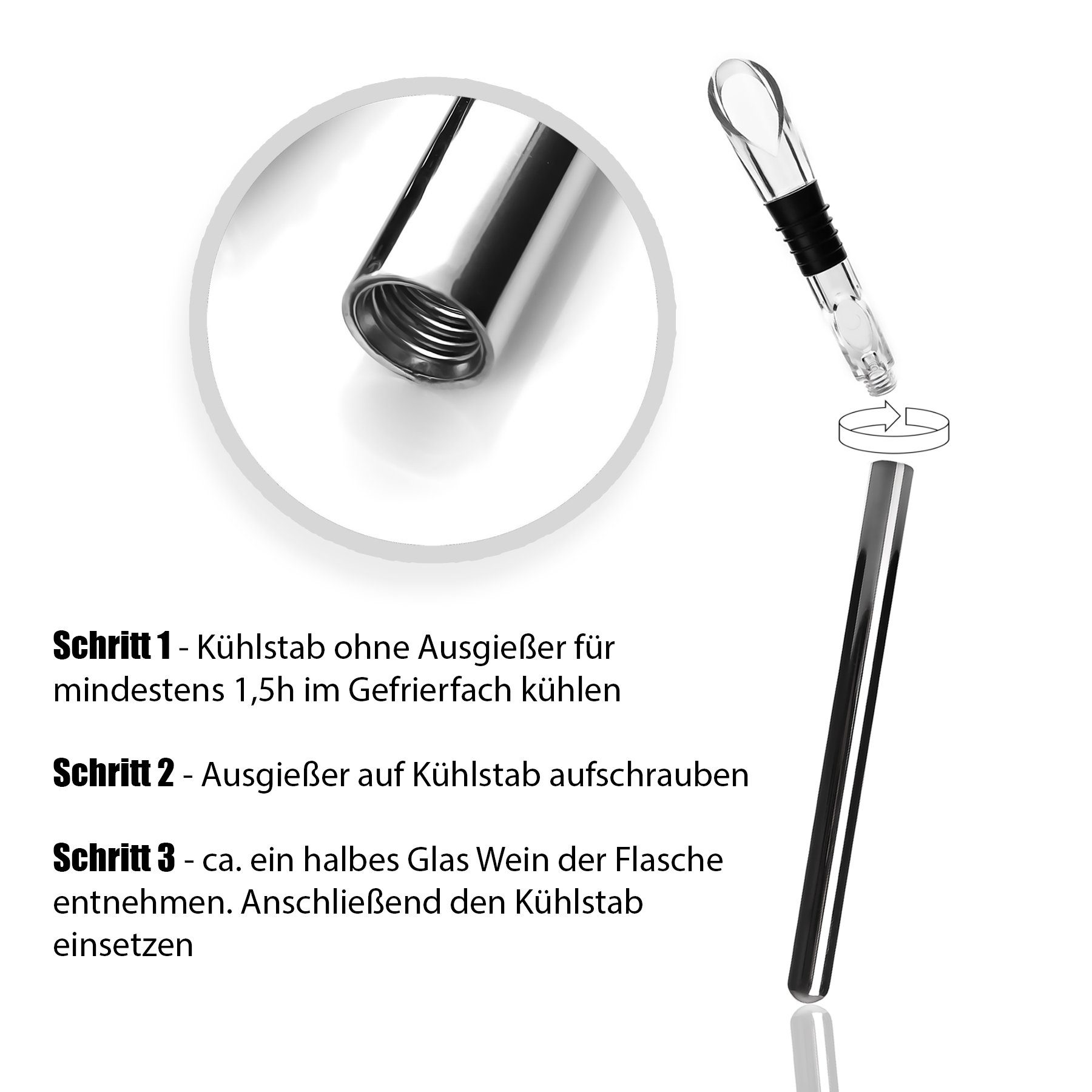 BigDean Weinkühler 2x Flaschenkühlstab Weinkühler Weinkühlstab mit Flaschenausgießer