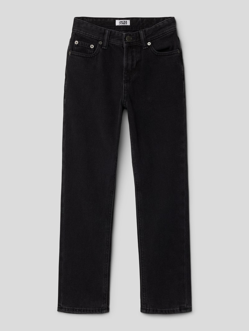 Jeans mit Label-Patch Modell 'CLARK' in schwarz