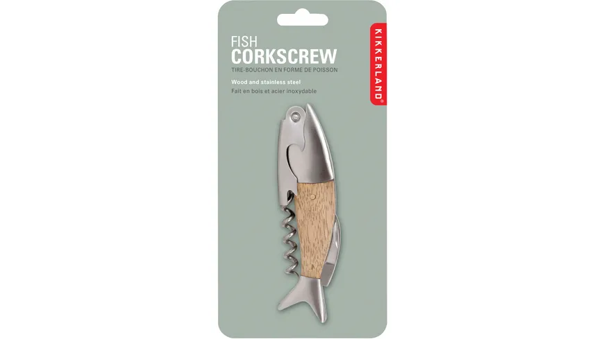 Kikkerland Leichtholz Korkenzieher Fisch