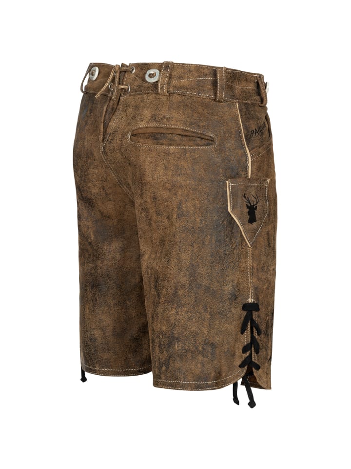 PAULGOS Lederhose Kurz Echtleder HK3 ANTIK in Whiskybraun günstig kaufen