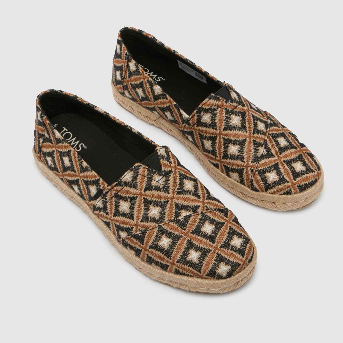 TOMS – Alpargata Rope 2.0 – Svarta, vävda, platta skor i flera färger