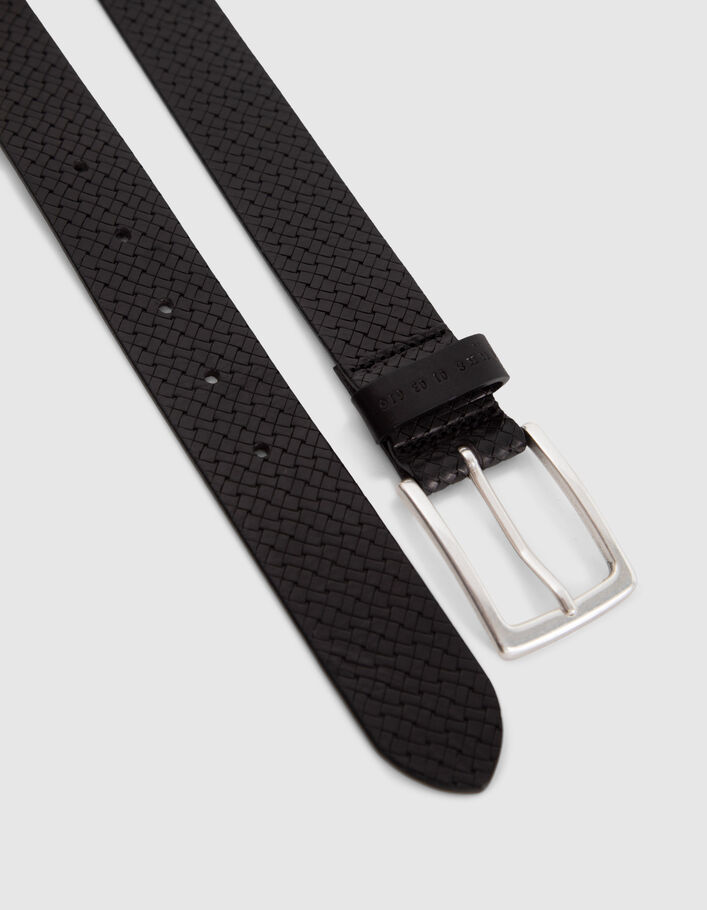 Ceinture noire cuir relief tressage Homme