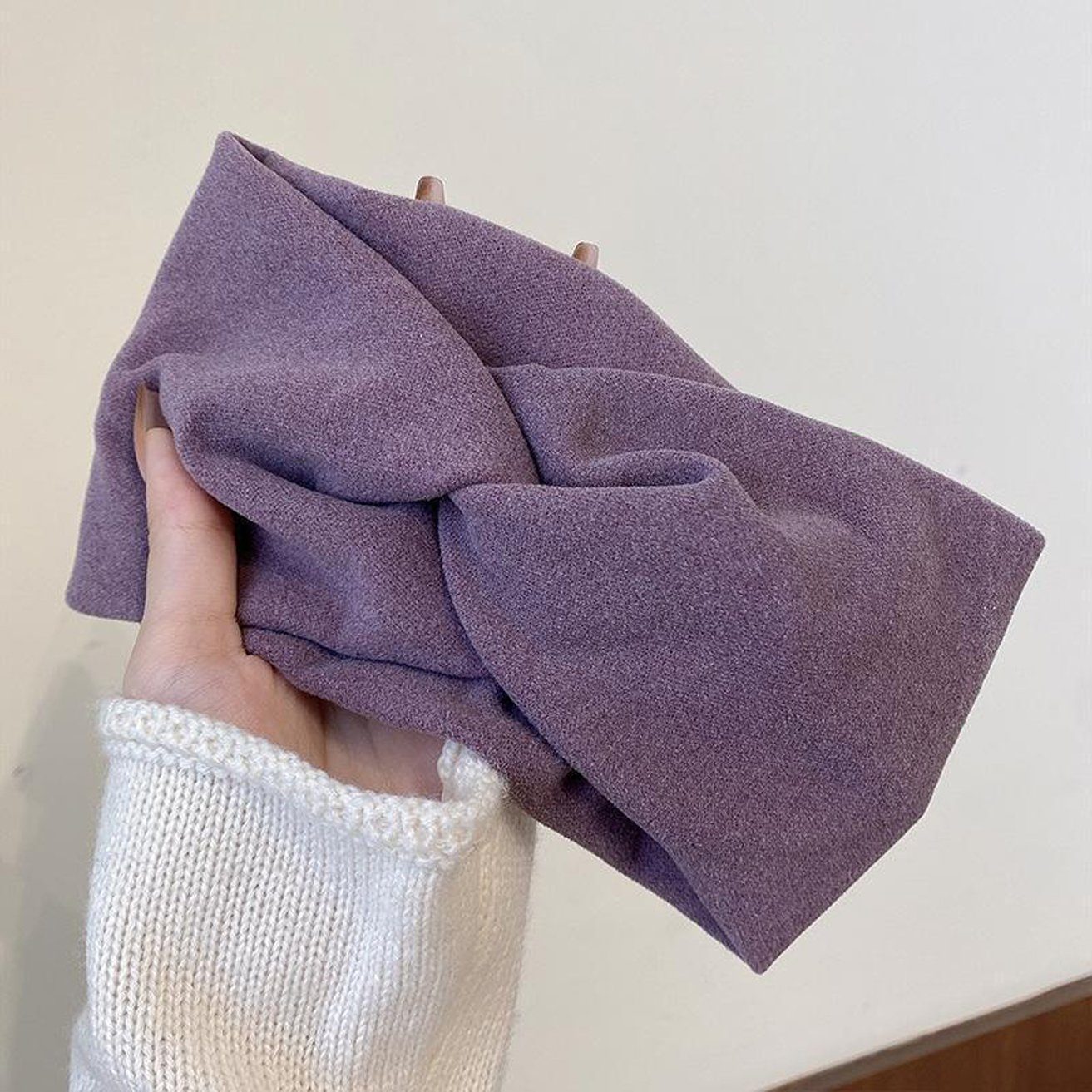 HOHEA H Haarband Winter-Stirnbänder für Damen, lila Stirnbänder, Sport-Stirnbänder, 1-tlg., Damen-Stirnband mit Schleife und Twist, Thermo-Strick-Ohr-Stirnband, wendbares Stirnband