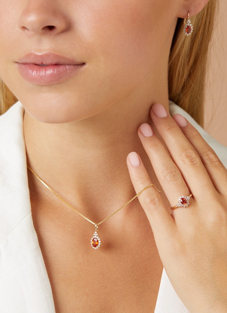 Diamond Point Yellow gold pendant, 1.00 ct orange sapphire, Eden