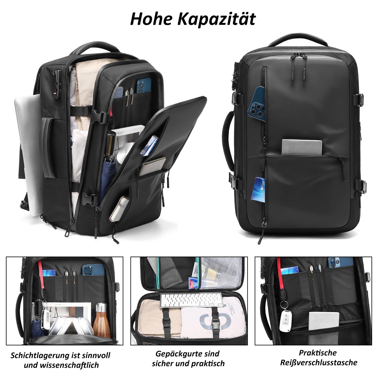 TAN.TOMI Laptoprucksack Laptop Rucksack Herren mit USB-Ladeanschluss Anti-Diebstahl Rucksack, für 17,3