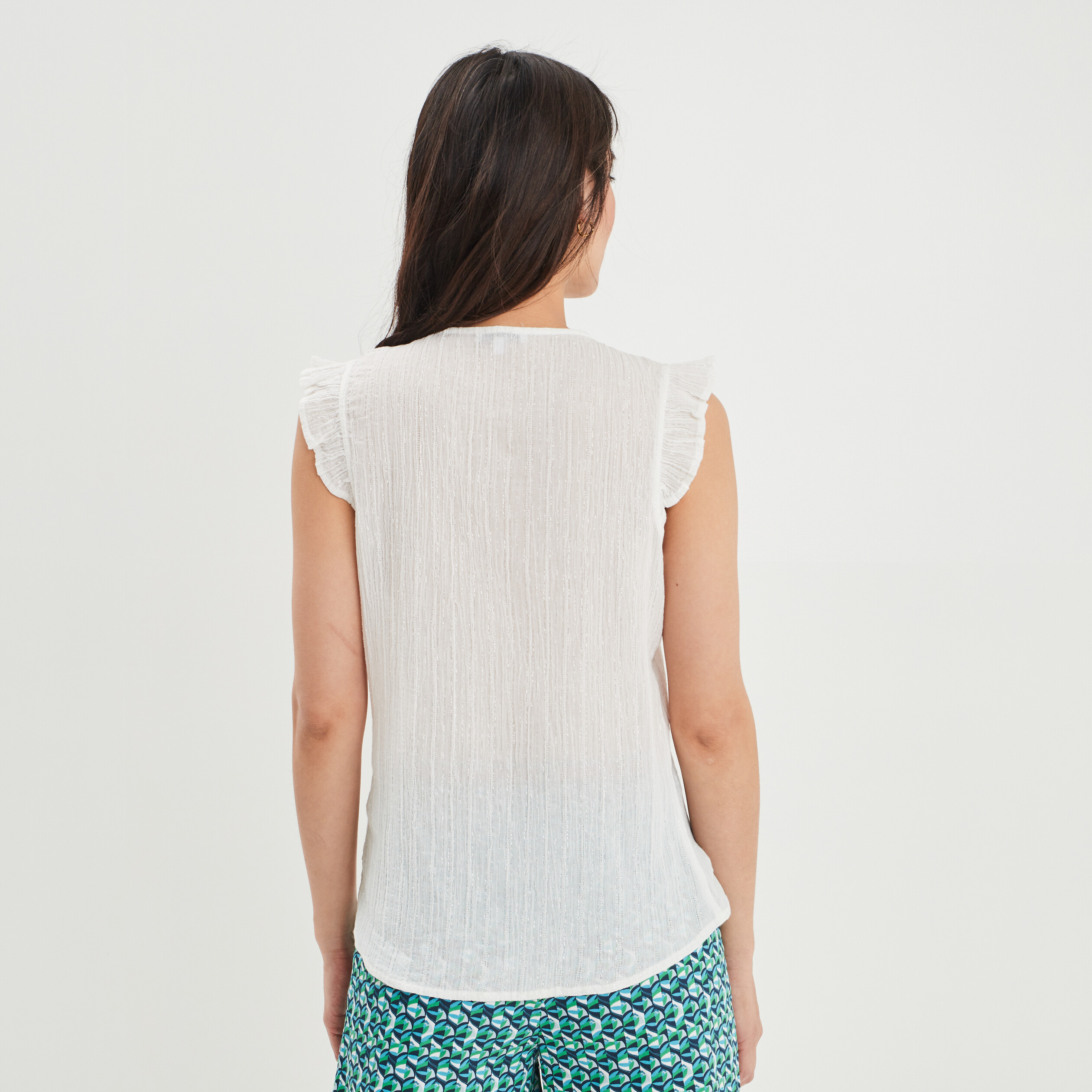 Chemise sans manches avec cordons blanc femme | La Halle