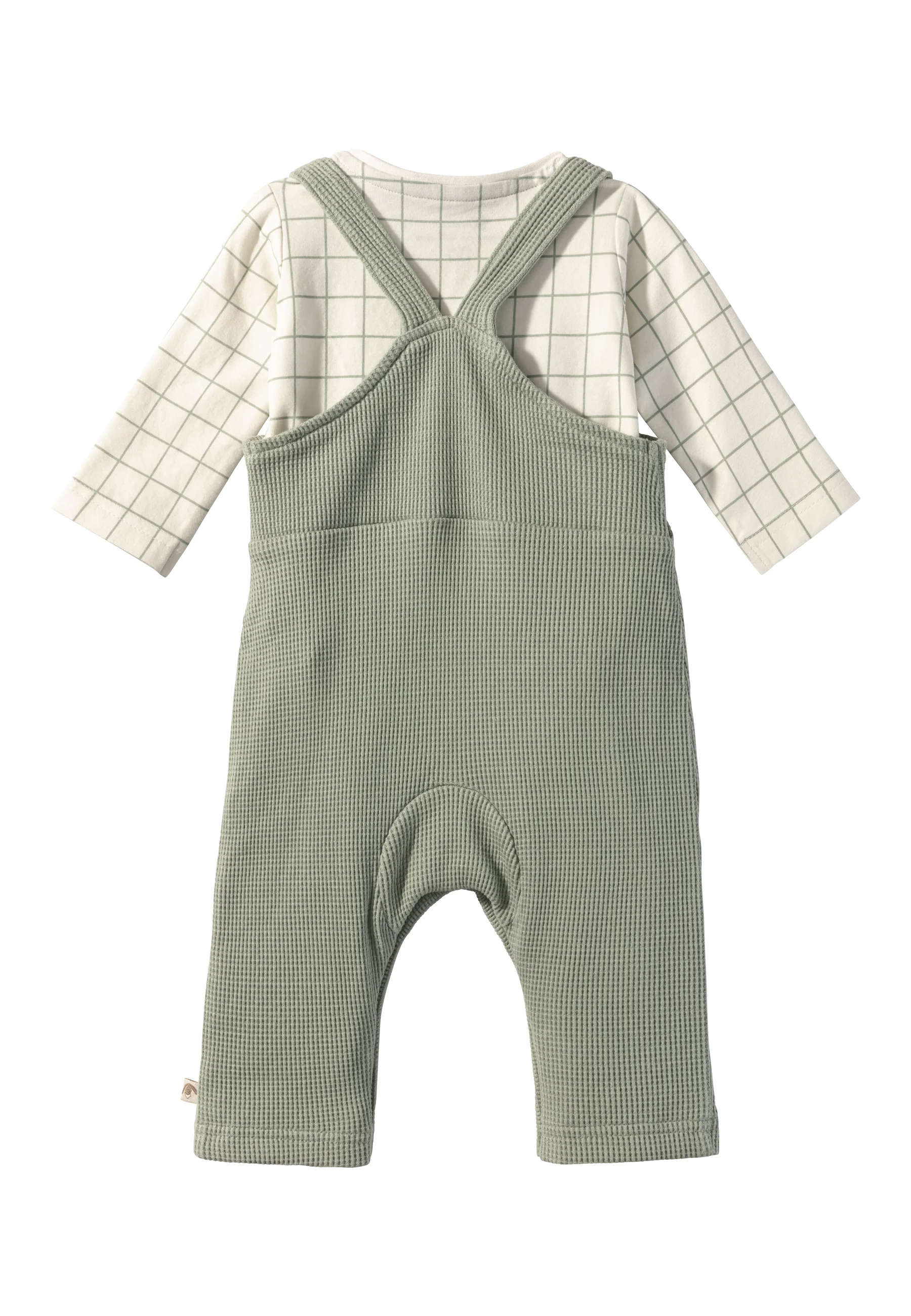 Set Latzhose + Body Hase Happy in steingrün