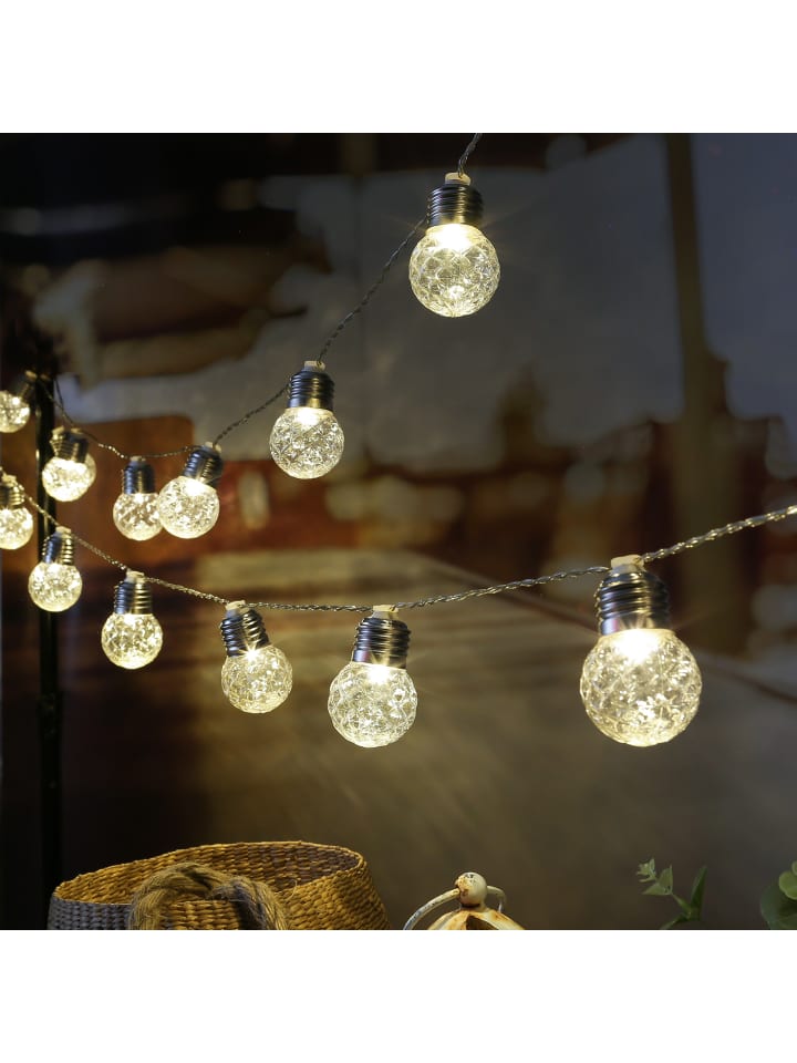 MARELIDA LED Solar Lichterkette  20 Kristallkugeln Lichtsensor L: 3,8m in transparent günstig kaufen onesize