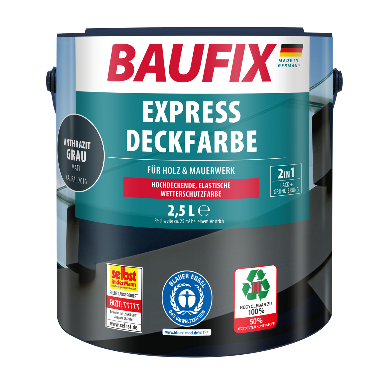 Baufix 2in1 Express Deckfarbe 2,5 L anthrazitgrau