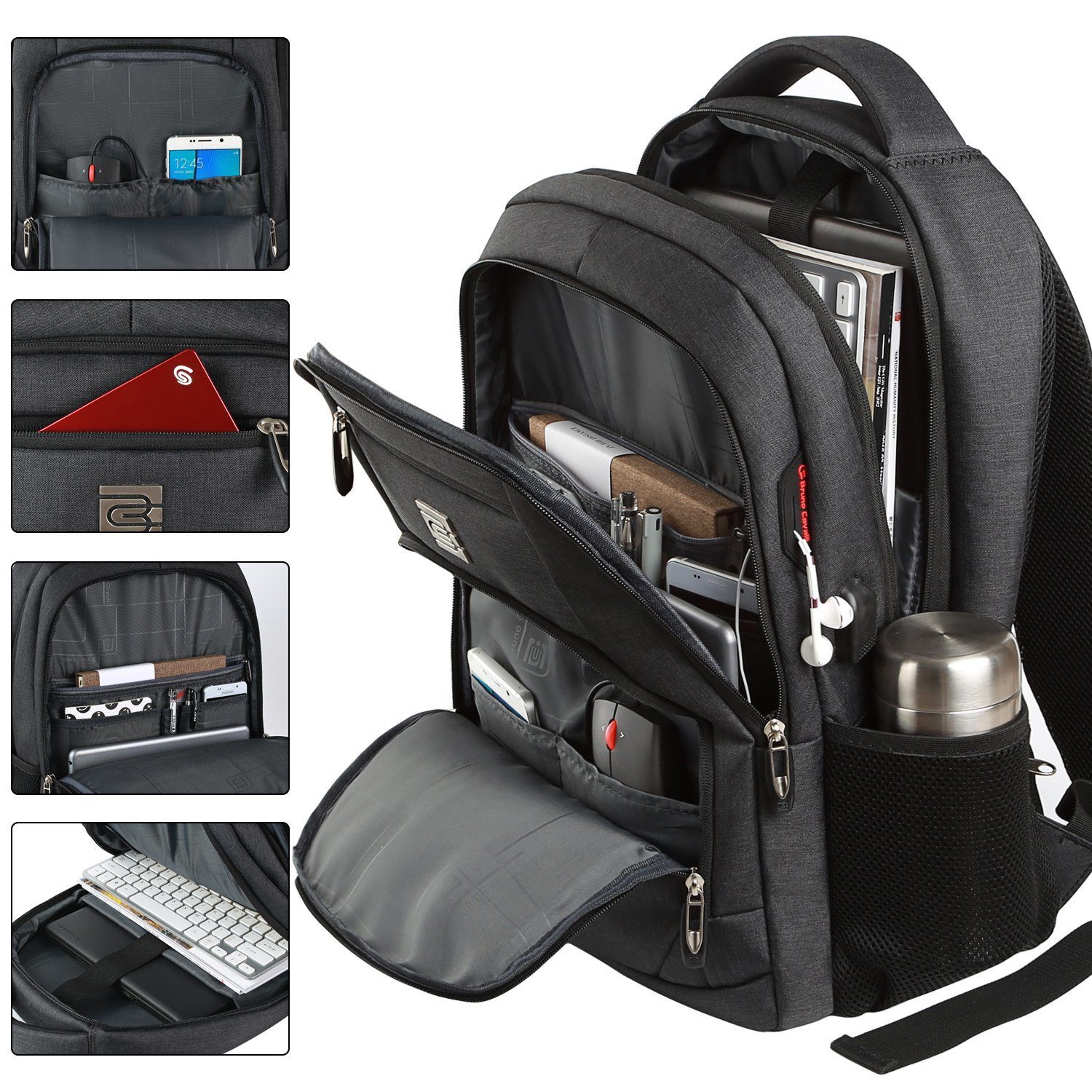 REDOM Laptoprucksack Laptop Rucksack Rucksäcke Schulrucksack Wasserbeständig Laptoptasche (Laptop Notebook Tasche Schule Uni Rucksack, Sportrucksack, mit USB-Anschluss, Anti-Diebstahl, Backpack mit Laptopfach), Herren Damen Jungen Teenager Freizeit A
