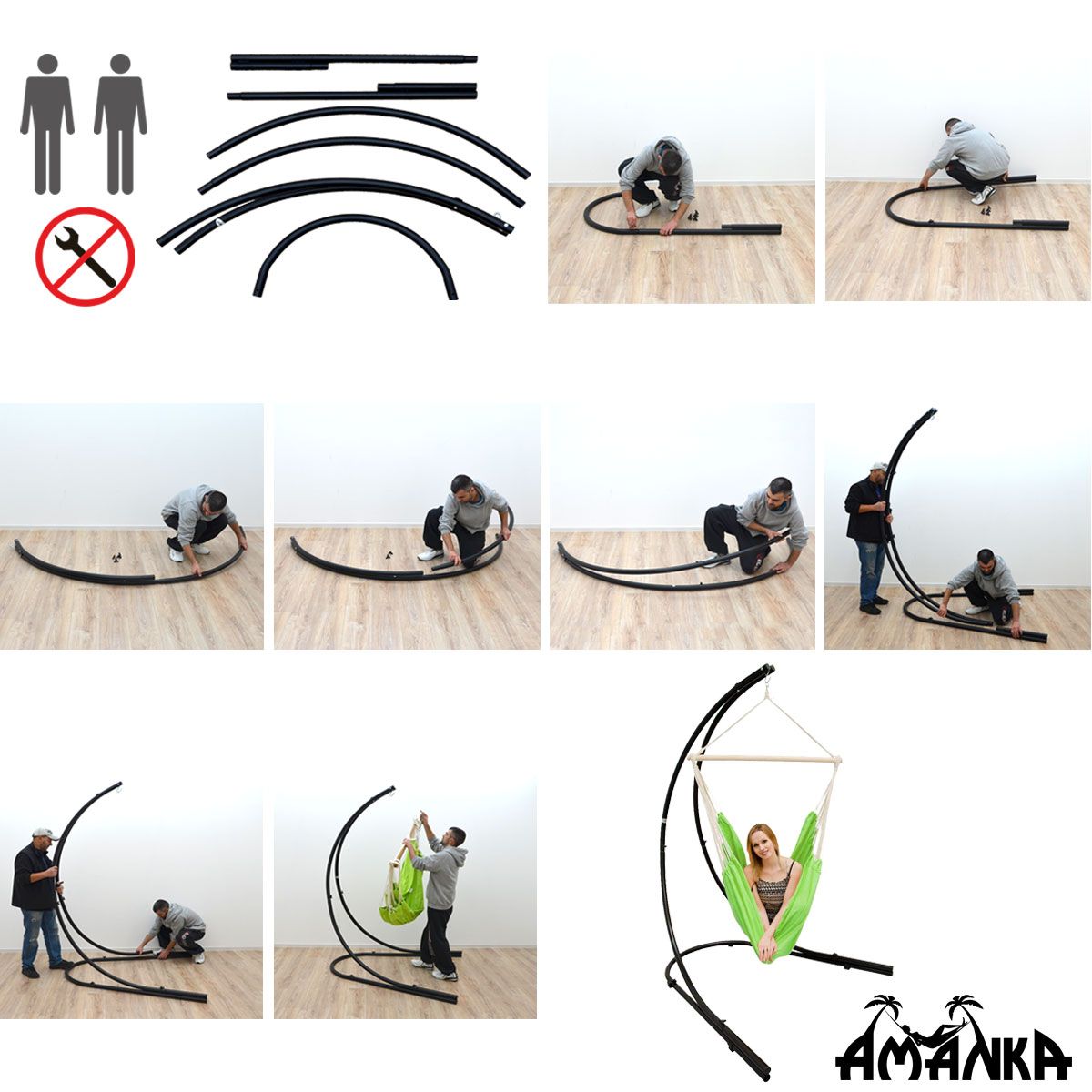 AMANKA 210 cm Freistehendes Hängestuhlgestell