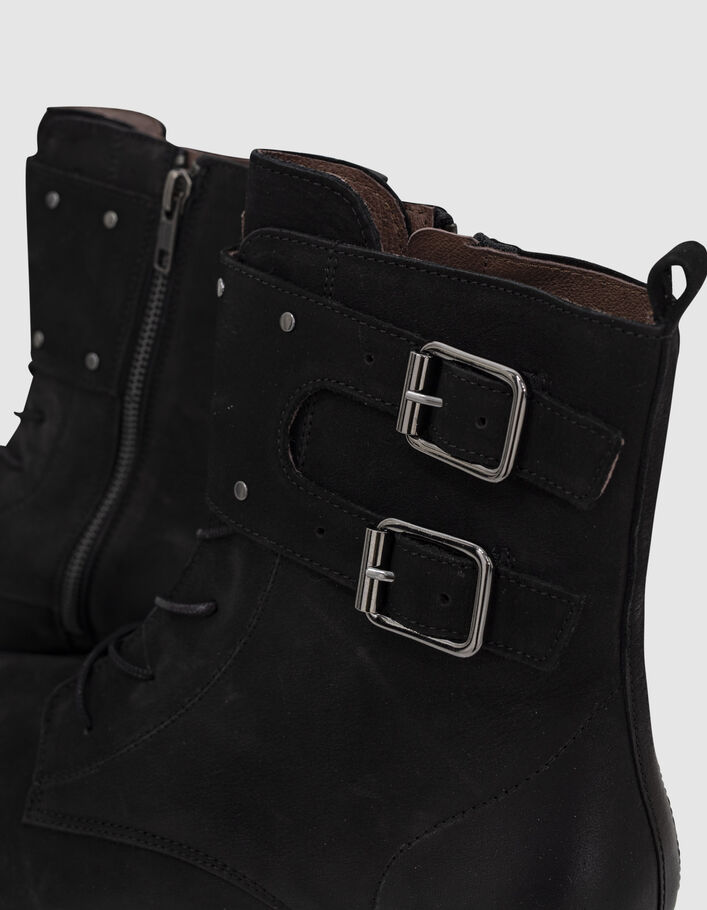 Rangers en cuir noir bout rond ligne féminine