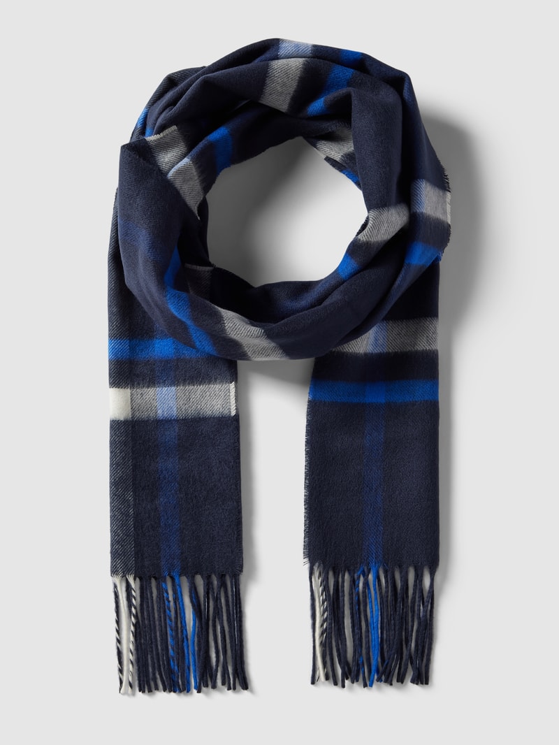 Schal mit Tartan-Karo in marineblau