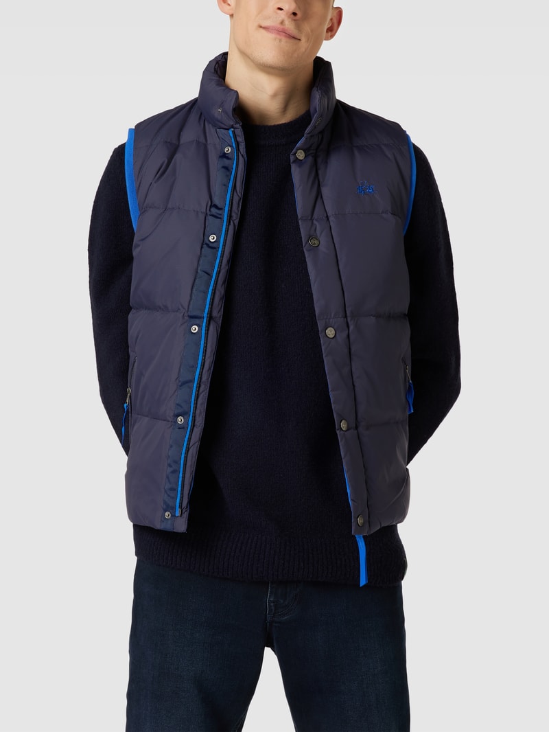 Daunenweste mit Label-Stitching in marineblau