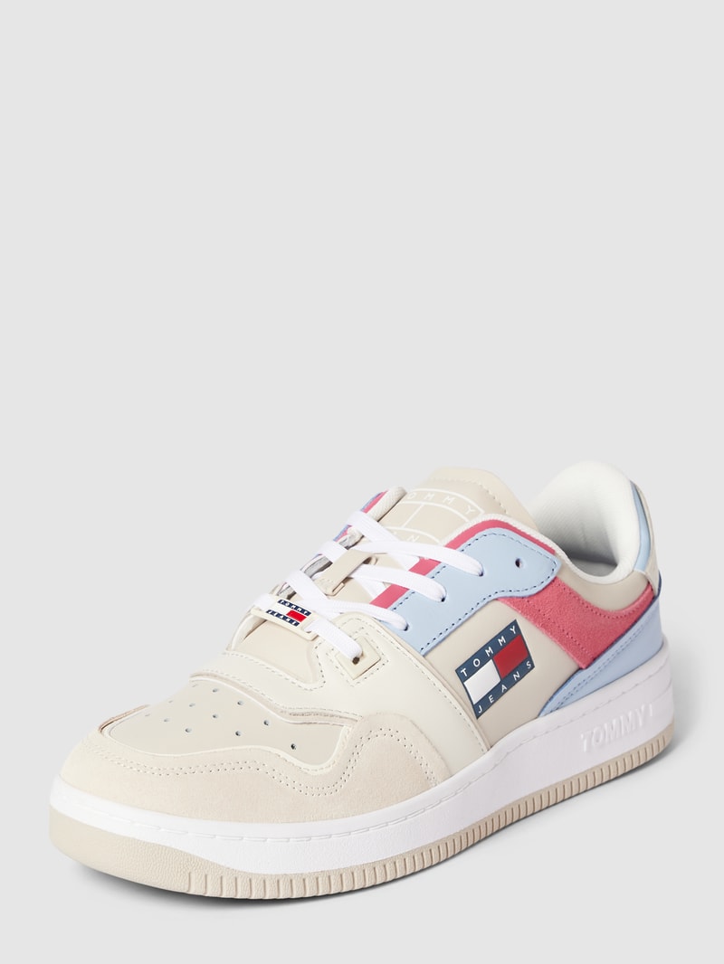 Sneaker mit Label-Print Modell 'BASKET' in beige