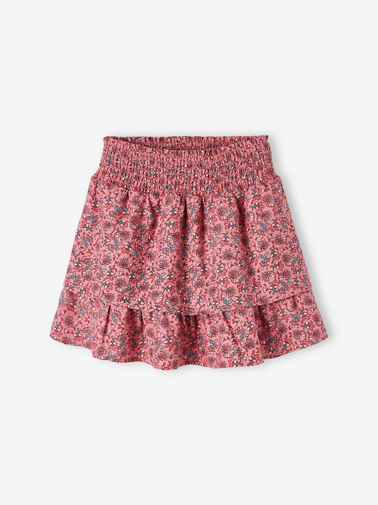 Jupe-short volantée fille rose imprimé