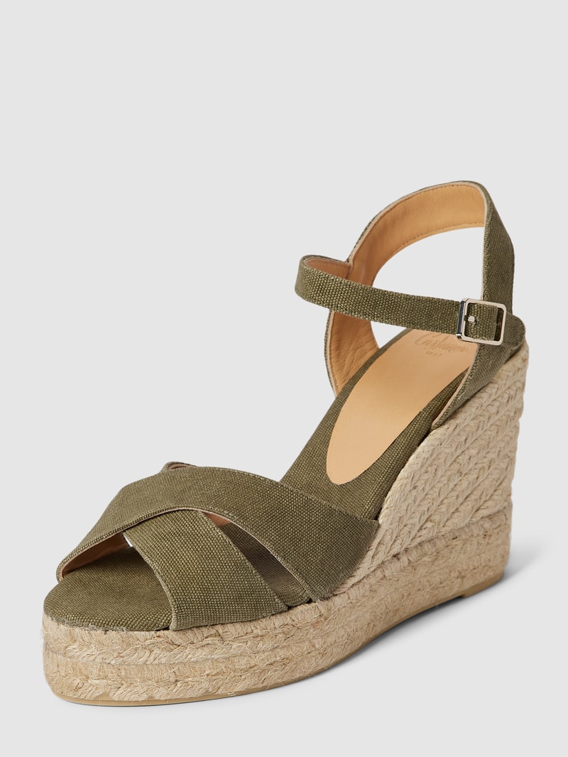 Wedges mit Dornschließe Modell 'BLAUDELL' in olivgrün