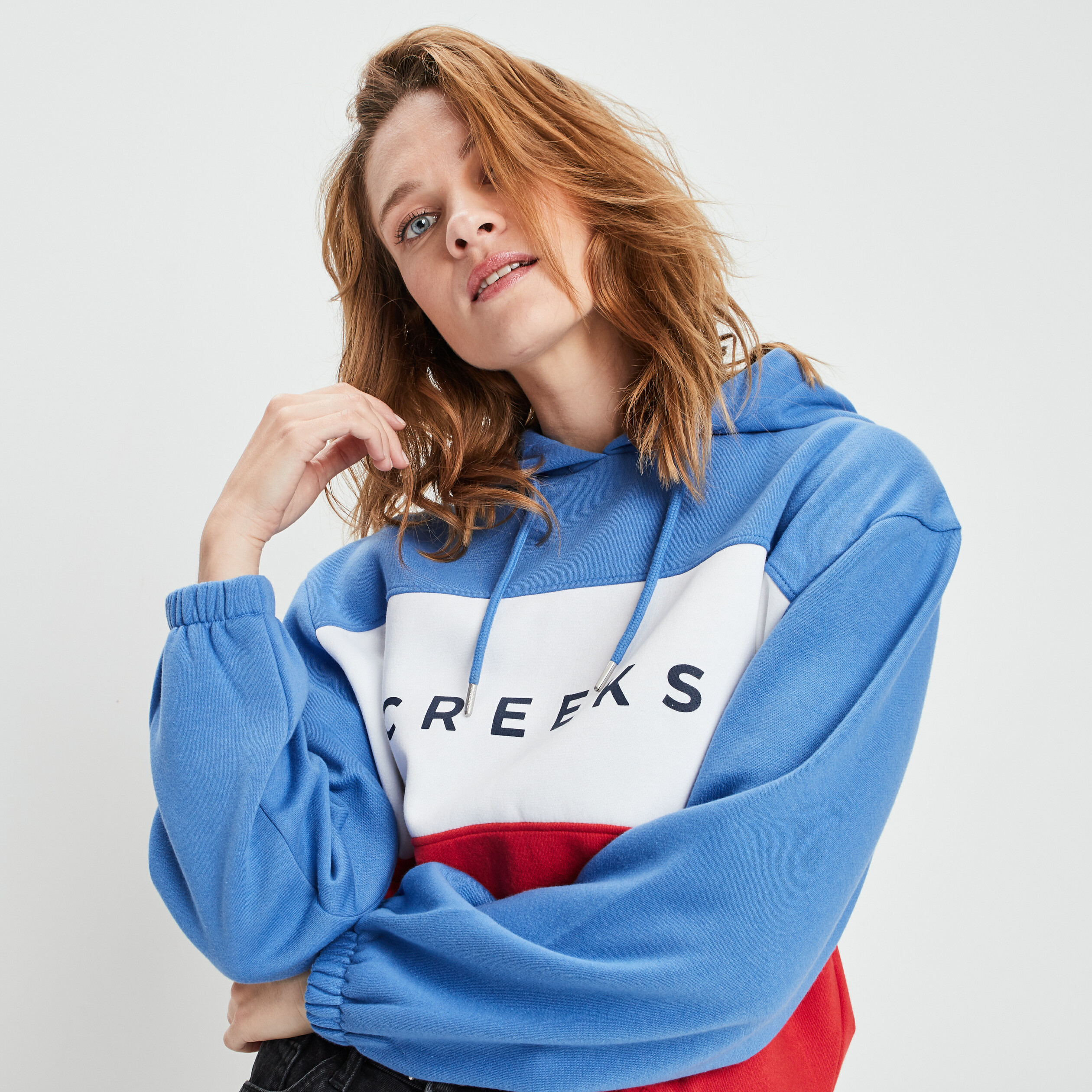 Sweat à capuche hoodie Creeks bleu femme | La Halle