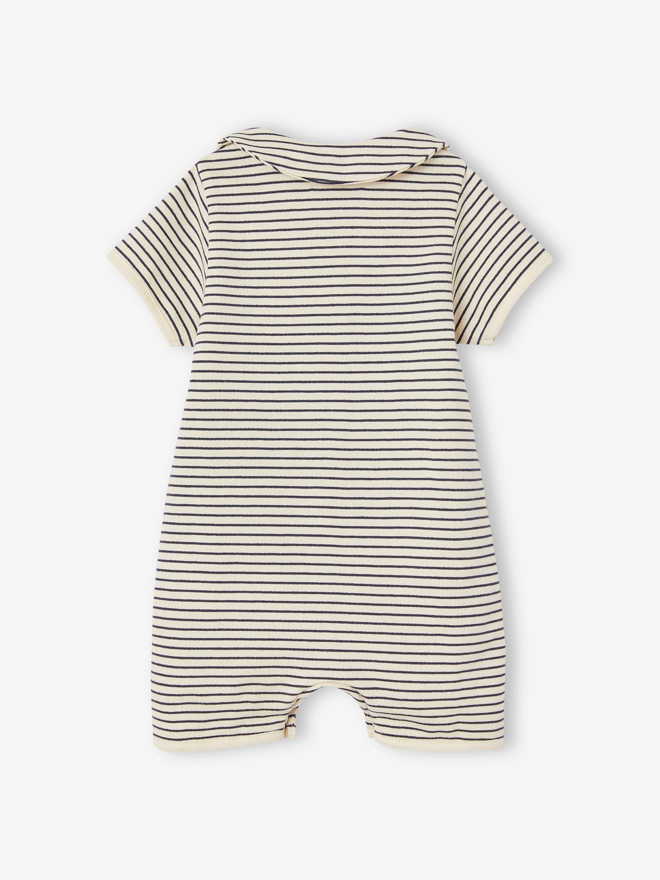 Vertbaudet Gestreifter Baby Overall Oeko-Tex - nachtblau