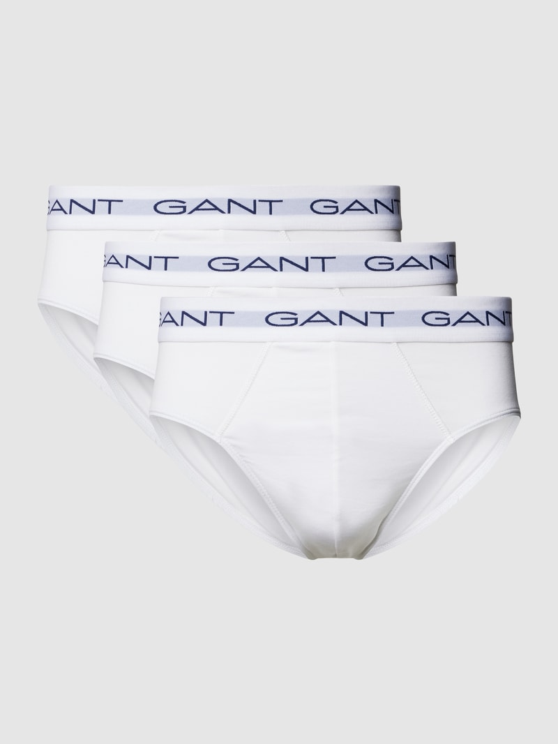 Slip mit elastischem Logo-Bund im 3er-Pack in weiß