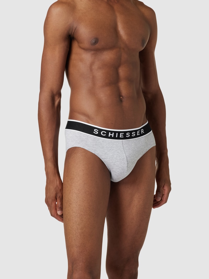 Slip mit Logo-Bund im 3er-Pack in mittelgrau meliert