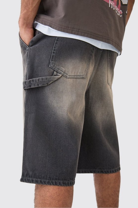 Graue Denim-Jorts mit Detail