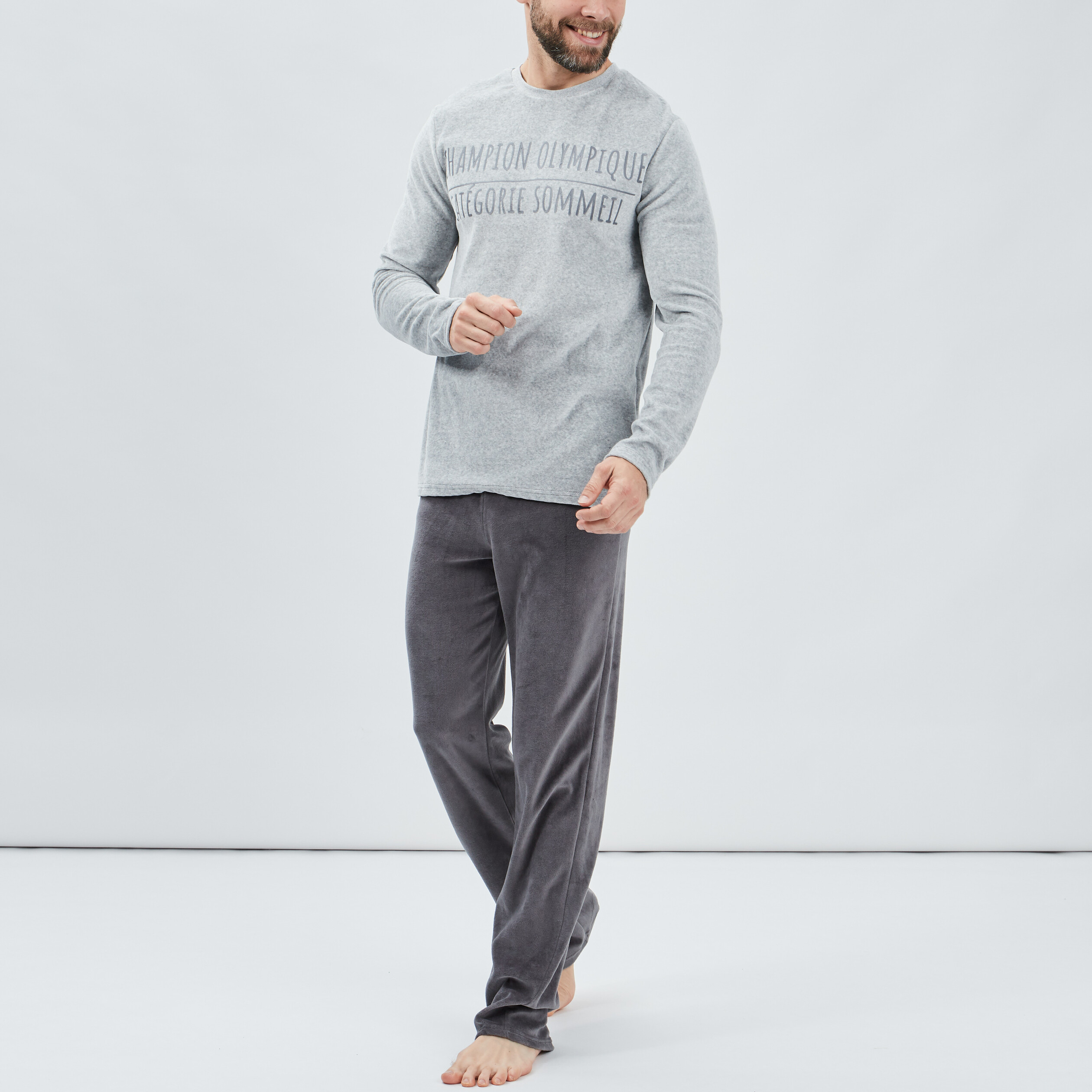 Ensemble pyjama 2 pièces gris homme | La Halle
