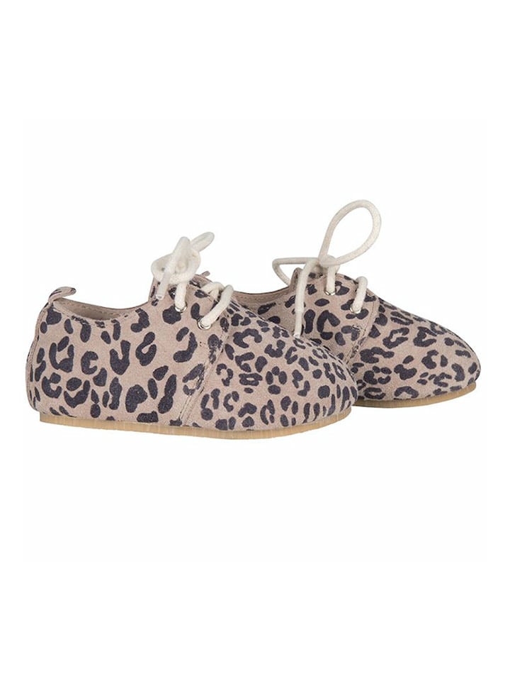 LITTLE INDIANS Leder-Schnürschuhe in Beige/ Schwarz günstig kaufen