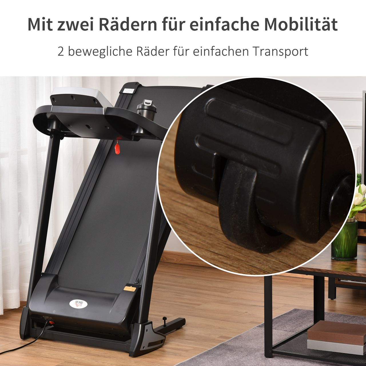HOMCOM Laufband Klappbar 1-12,8 km/h 500W Laufgerät mit LED-Anzeige Stahl ABS