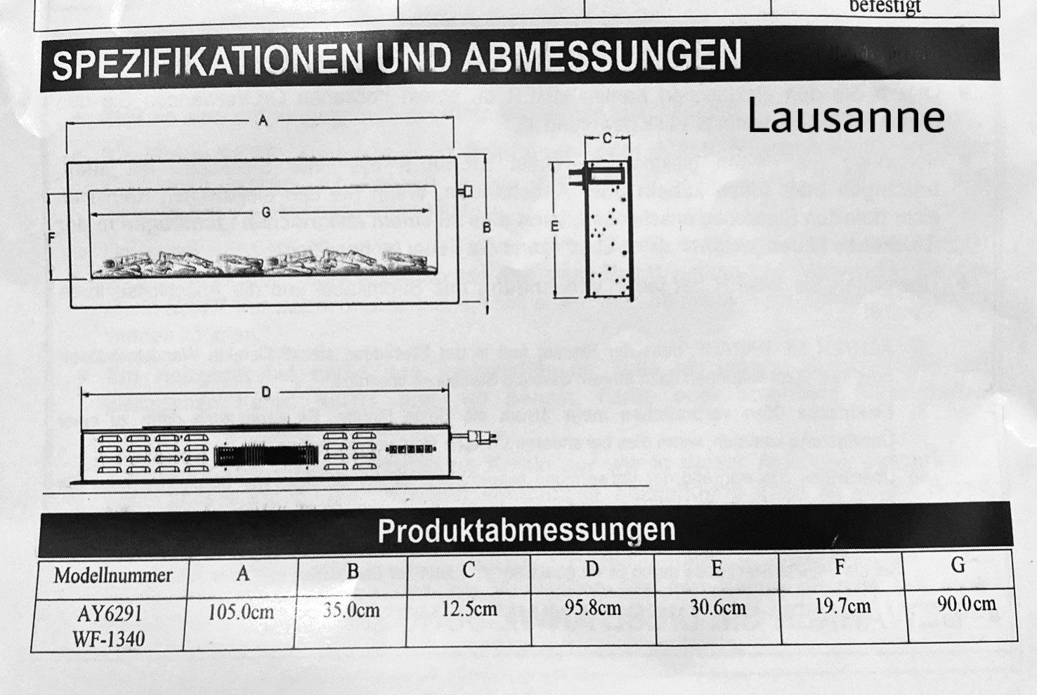 El Fuego Elektrokamin Elektrokamin Lausanne Wandkamin Kaminofen, 3D Flammeneffekt