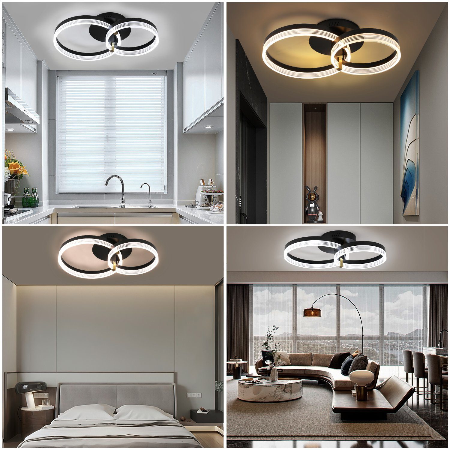 iscooter Deckenleuchte LED Deckenleuchte Dimmbar 3000K - 6500K, 42W Moderne LED Deckenleuchte, LED fest integriert, Warmweiß, Neutralweiß, Kaltweiß, für Schlafzimmer, Küchen, Flure, Haustüren, Kinderzimmer, φ30+40+50cm