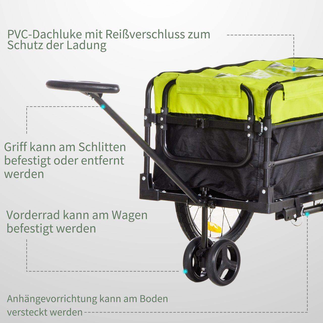 HOMCOM 2-in-1 Fahrradanhänger Lastenanhänger 40 kg Belastbarkeit Schwarz Gelb