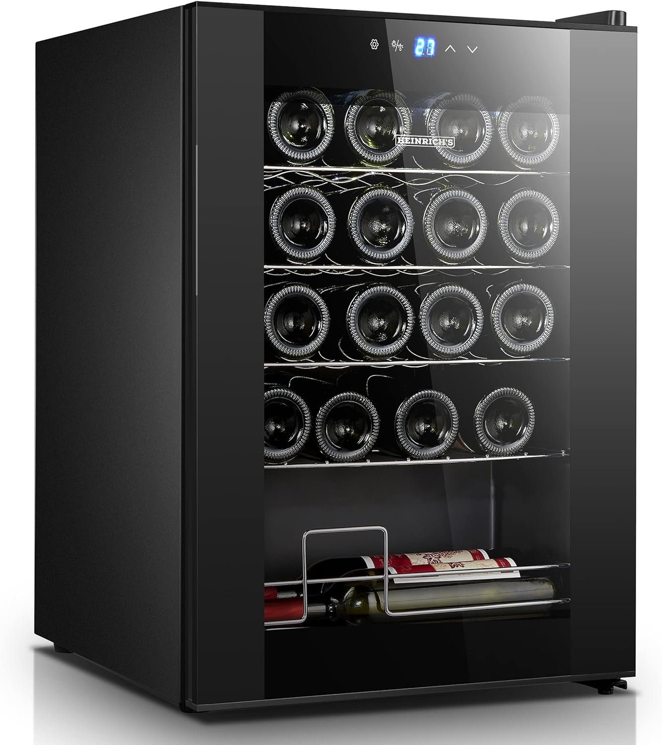 Heinrich´s Weinkühlschrank HFK 3220, für 20 Standardflaschen á 0,75l,Getränkekühlschrank, Weinkühler mit Kühlung von 5 bis 18°C