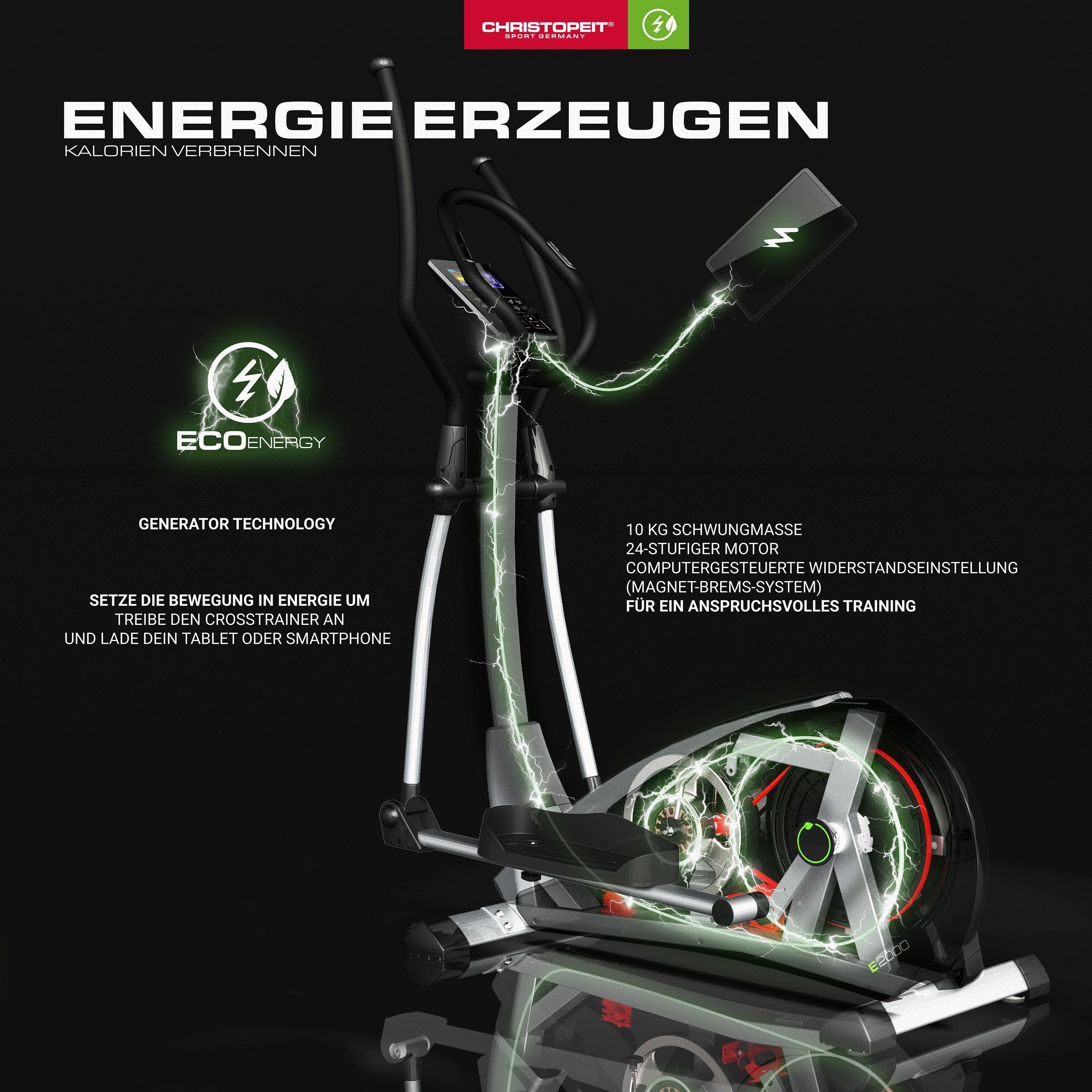 Christopeit Sport® Crosstrainer-Ergometer Eco 2000