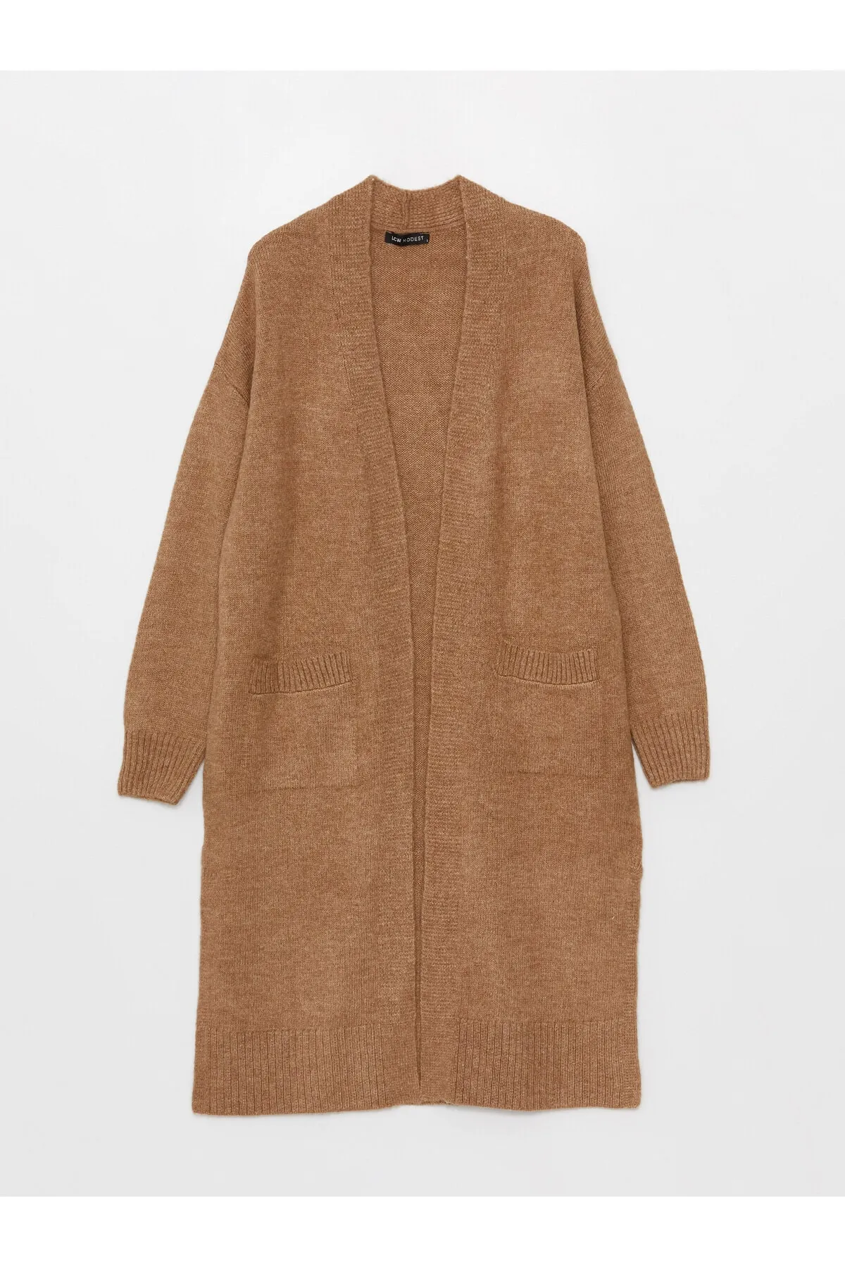 LC Waikiki  Einfarbiger, langärmliger Damen-Strick-Cardigan mit Schalkragen