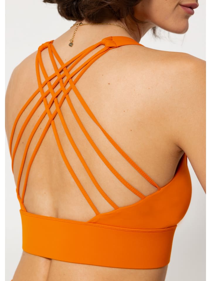 SASSYCLASSY Crop Sport-BH mit Kreuz Rücken in Orange günstig kaufen