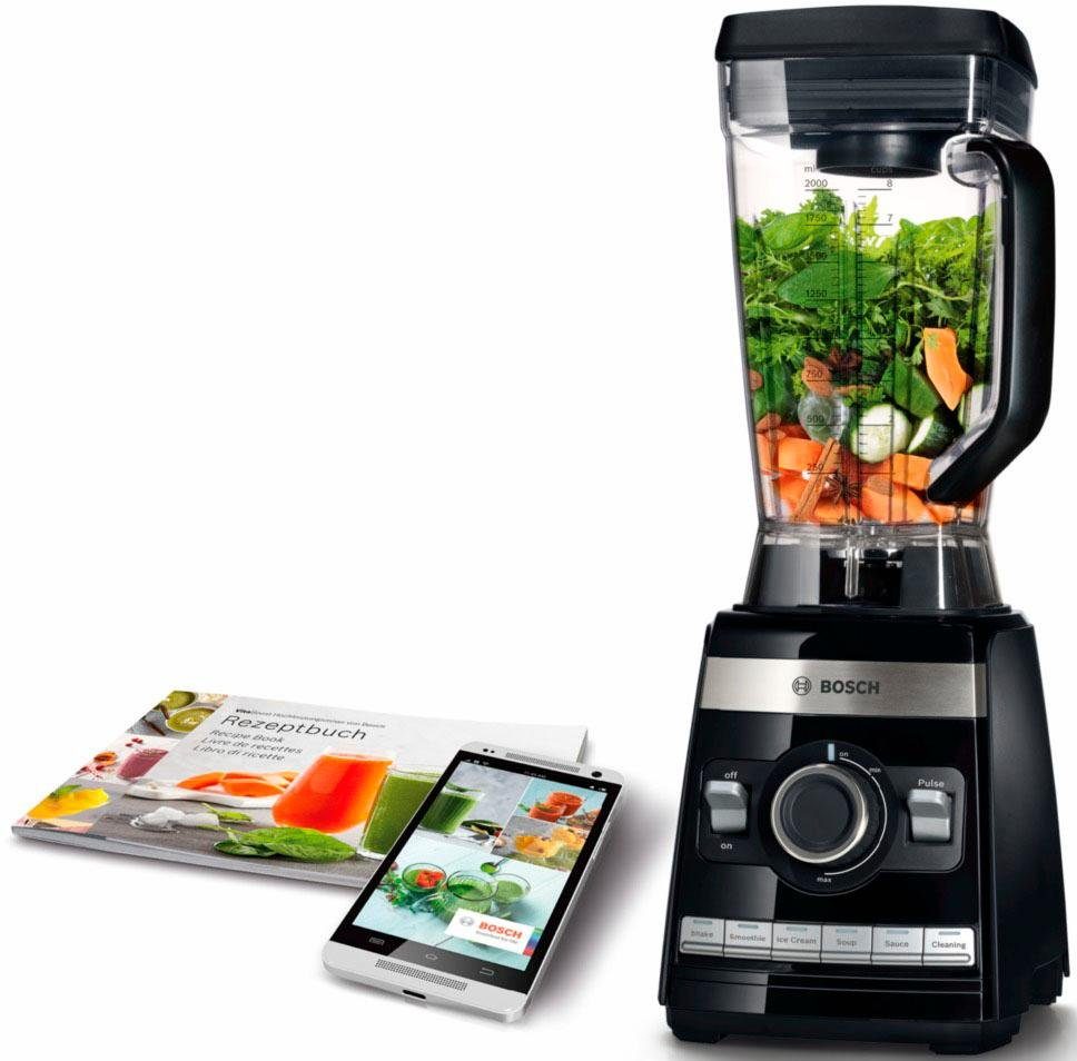 BOSCH Standmixer VitaBoost MMBH6P6BDE, 1600 W, 6 Programme, 6-Klingen Edelstahl, Stößel, Rezeptbuch, 45.000 U/Min