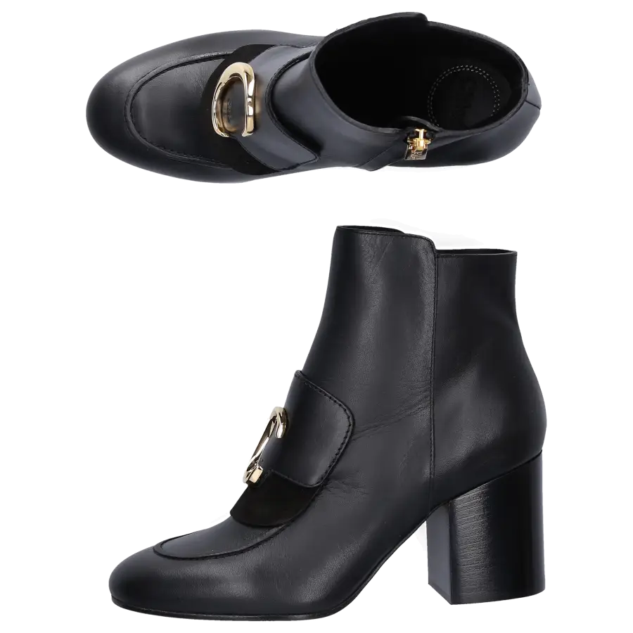 Chloé - Stiefeletten CH33218A Kalbsleder Logo Metallisch schwarz - schwarz