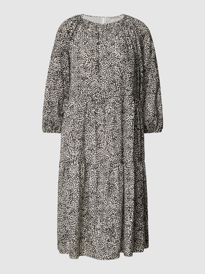Midikleid mit Allover-Muster Modell 'Tiia' in schwarz