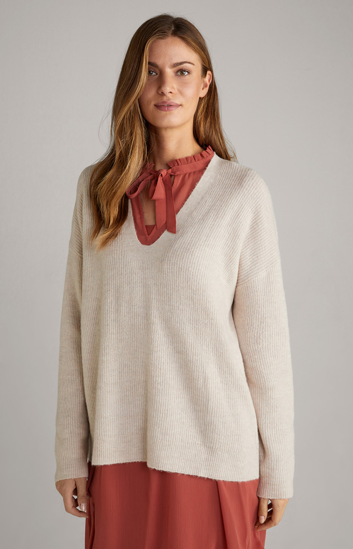 Wool-Mix-Pullover in Hellbeige