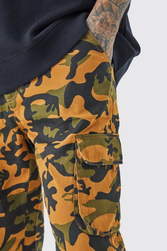 Tall Twill Camouflage Cargo-Hose mit weitem Bein