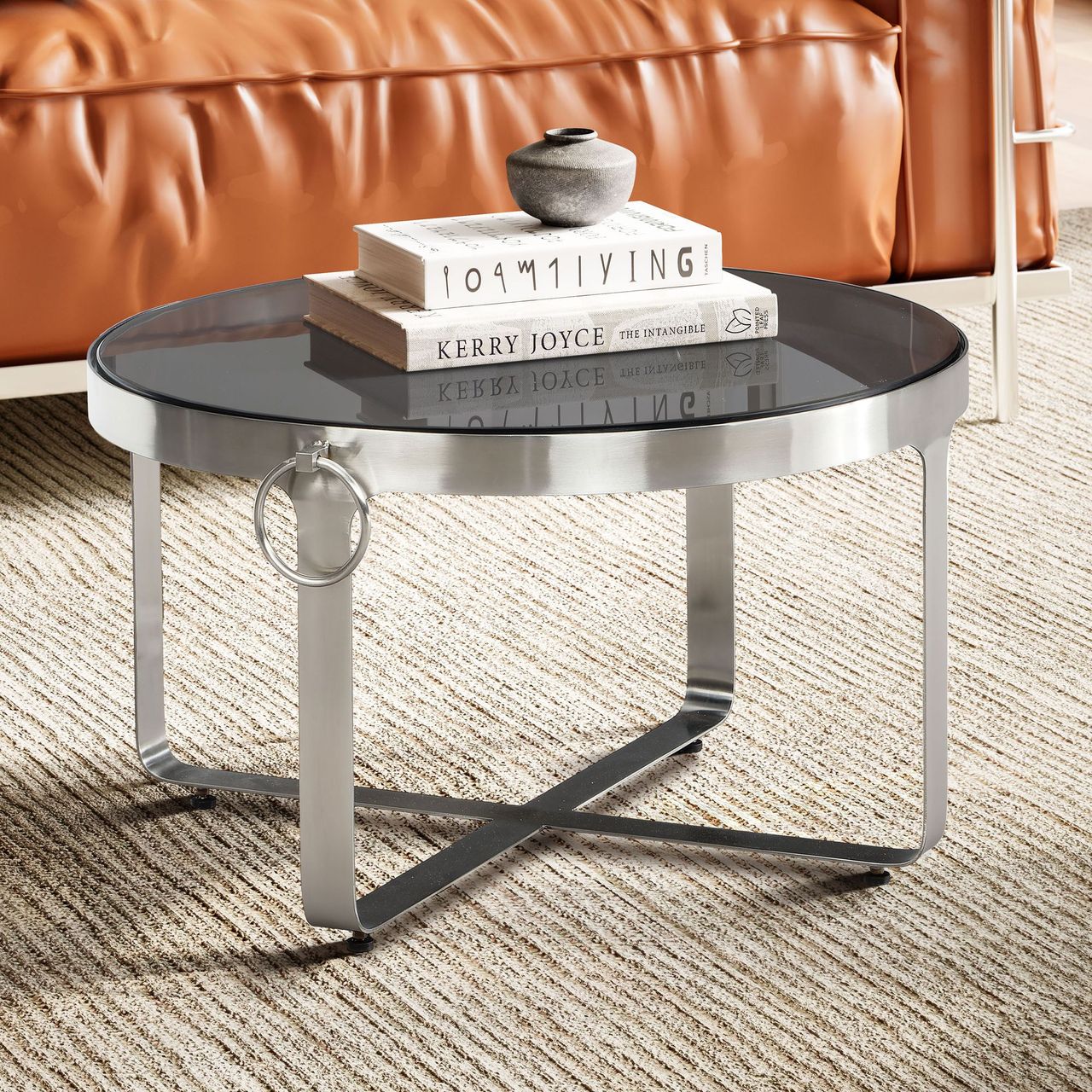 Wohnling Couchtisch Glas Ø 60 cm Rund Silber
