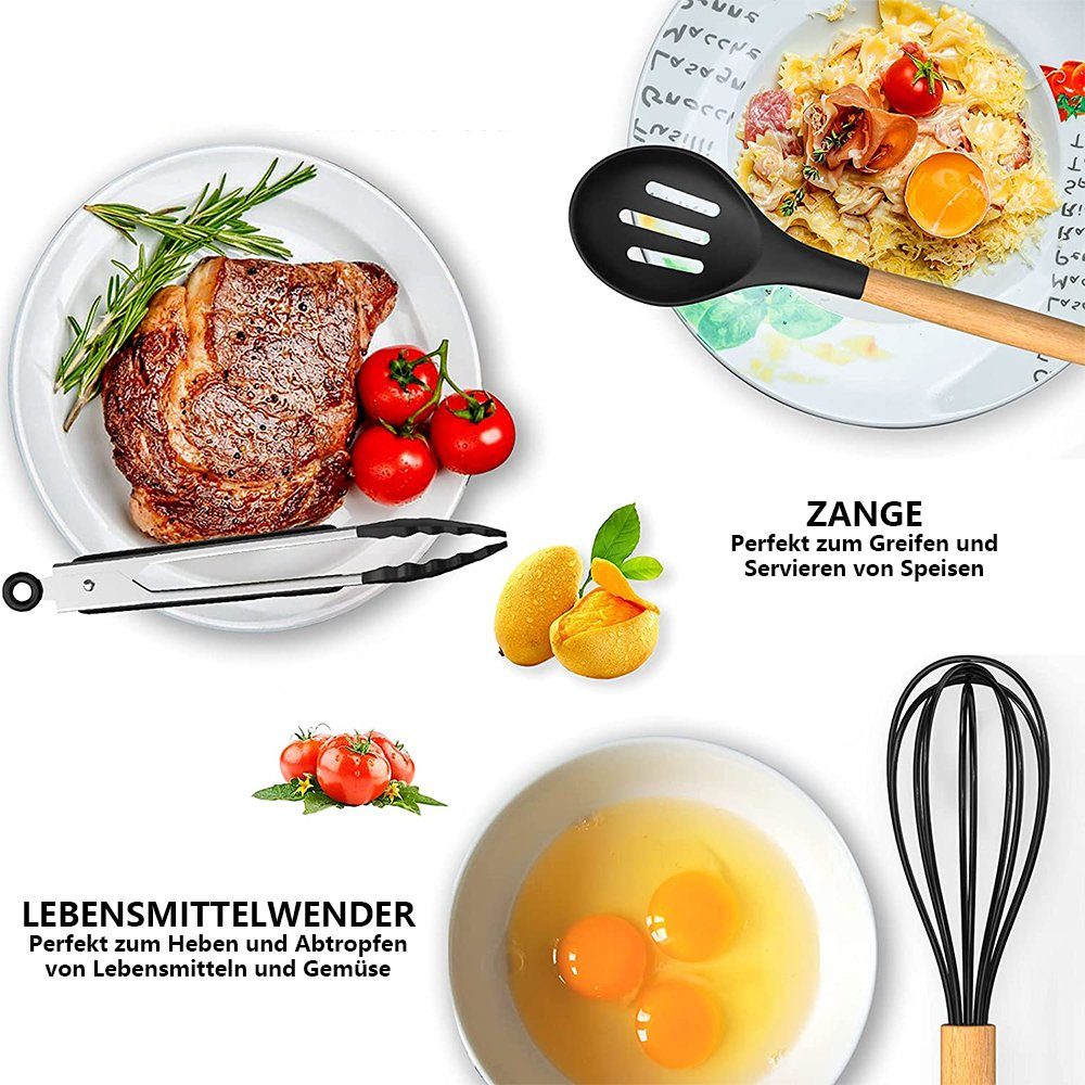 iceagle Kochbesteck-Set Silikon Kochgeschirr Set, Küchengerät 34 Stück